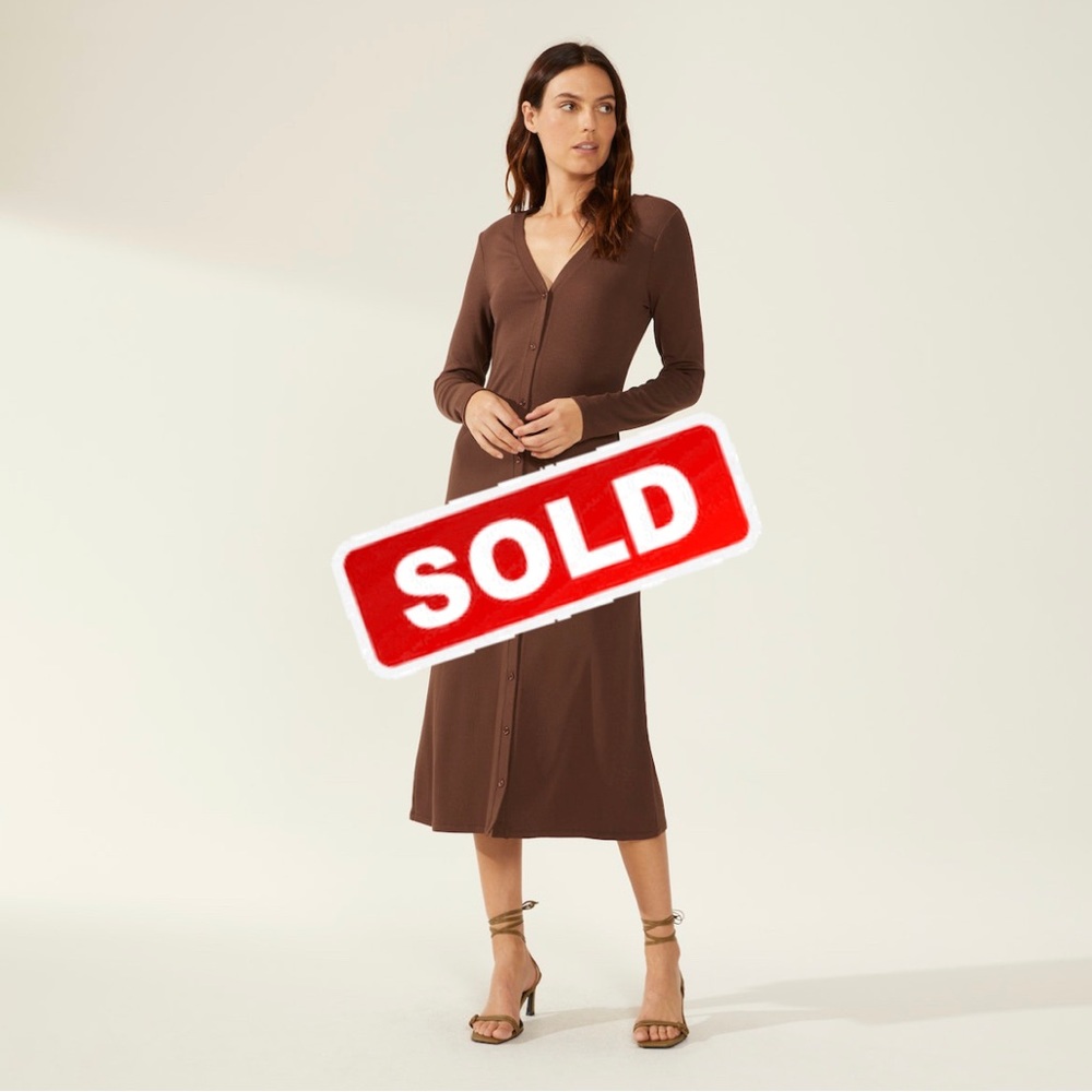 cardigan midi dress, size medium, brown, NWT.